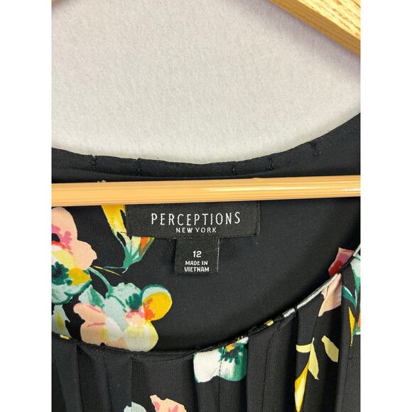 Woman's Perceptions New York Black Floral Shift Dress. - Size 12 Semi Formal - Picture 5 of 11